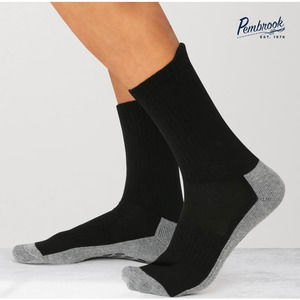 Pembrook Crew Non Slip Gripper Terry Navy Socks Hospital Yoga Pilates Barre NEW